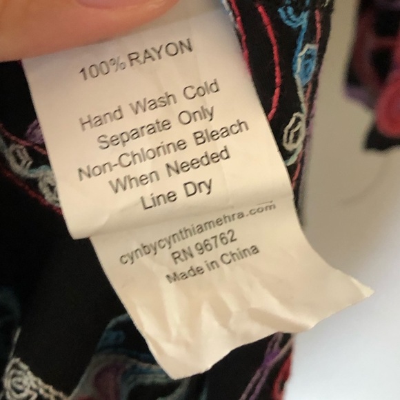 Cyn Cynthia Mehra|Boho floral embroidered black flowy dress with tassels•NWOT - Picture 13 of 15